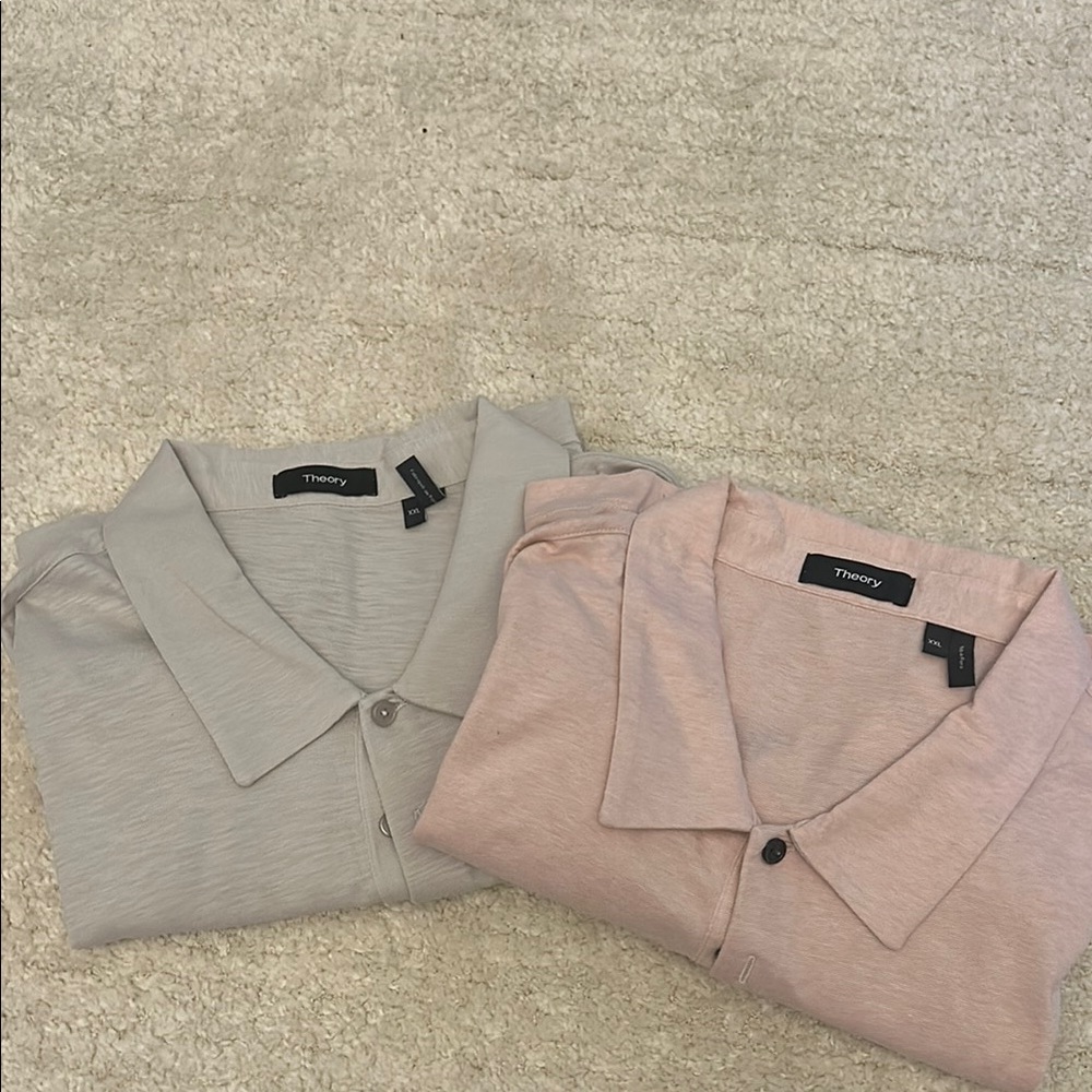 Theory Men's Polos in Gray and Pink